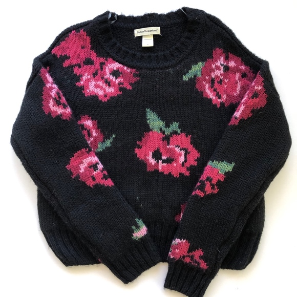 NWOT COTTON EMPORIUM ROSE SWEATER - Picture 2 of 4